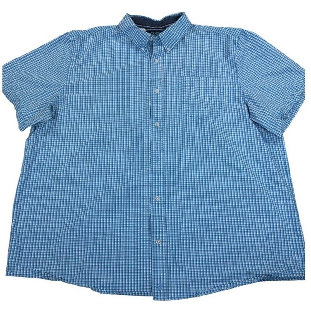 Cody James Shirt Mens XXL Blue White Gingham Check Button Down Short Sleeve